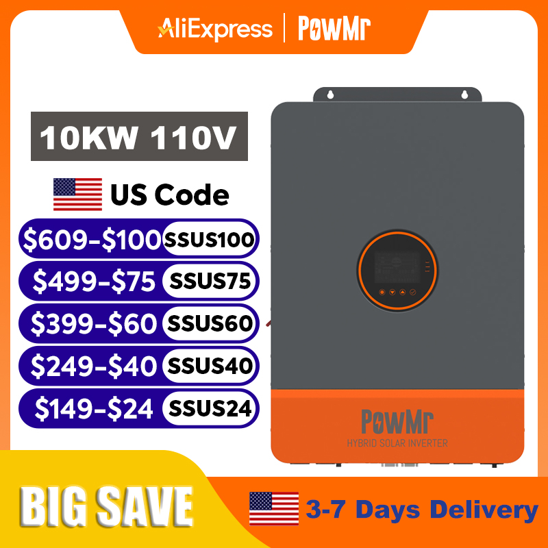 Split Phase Inverter 10Kw 110V 220V - محول طاقة شمسية هجين PowMr بقدرة