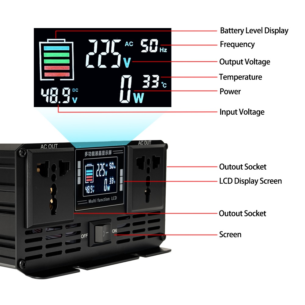 نقية شرط لموجة العاكس تيار مست - مراجعة Pure Sine Wave Inverter 5000W 48V 220V وسعره
