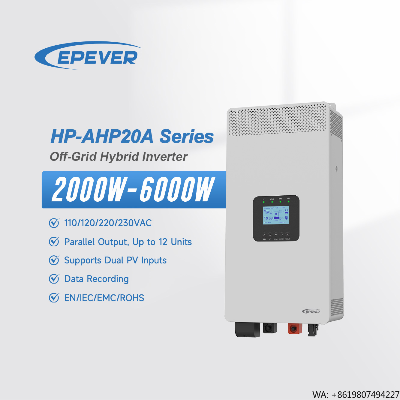 محول طاقة شمسي هجين من إيبيفر، - مراجعة Hybrid Solar Inverter 5.5Kw Mppt 48V وسعره