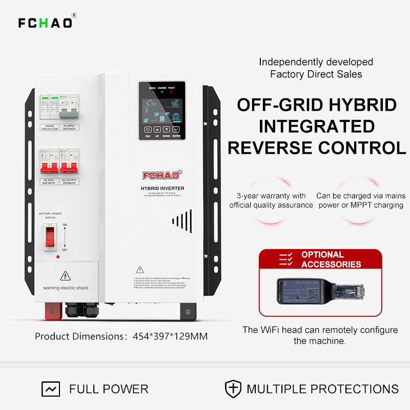 محول طاقة شمسي هجين من Fchao ب - مراجعة Hybrid Solar Inverter 5.5Kw Mppt 48V وسعره