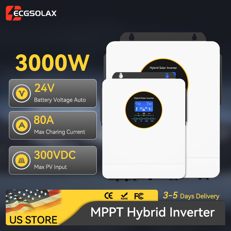 محول طاقة شمسية هجين ECGSOLAX  - مراجعة Inverter Pure Sine Wave 60Hz 120V 3000W وسعره