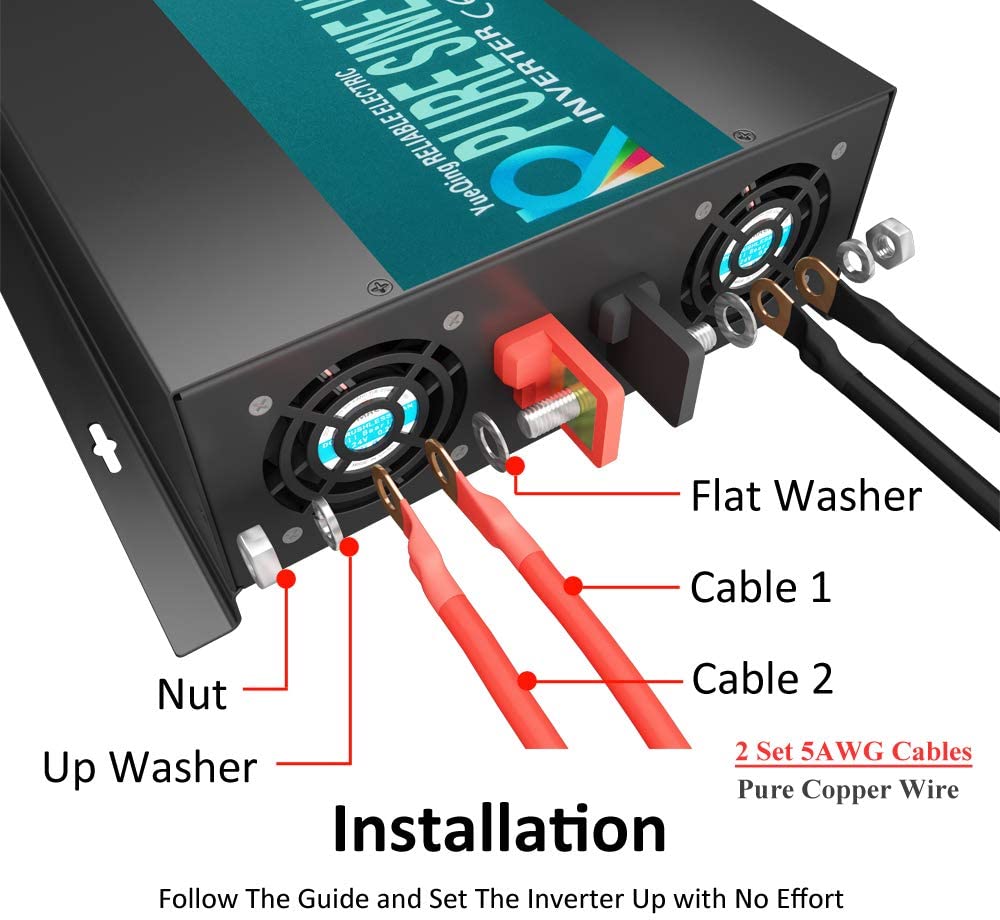 محول موجة جيبية نقية ، 24 فولت - مراجعة Inverter Pure Sine Wave 60Hz 120V 3000W وسعره