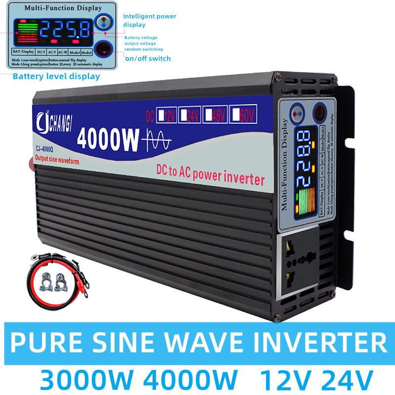 محول لموجة جيبية نقية 12 فولت  - مراجعة Inverter Pure Sine Wave 60Hz 120V 3000W وسعره