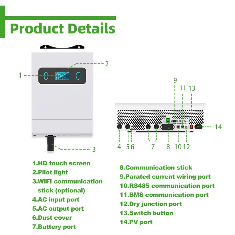 عاكس طاقة شمسية هجين 6KW 8KW 1 - مراجعة Split Phase Inverter 10Kw 110V 220V وسعره