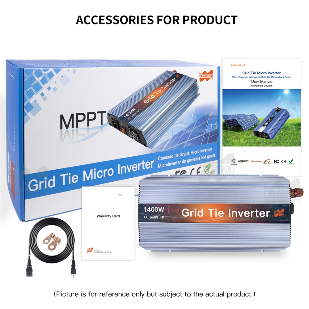 محول طاقة شمسية صغير متصل بالش - مراجعة Micro Inverter 1400W Solar Grid Tie وسعره
