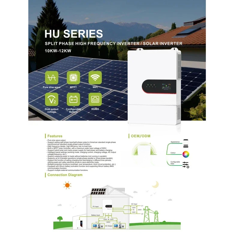 محول طاقة شمسية هجين من سلسلة  - مراجعة Split Phase Inverter 10Kw 110V 220V وسعره