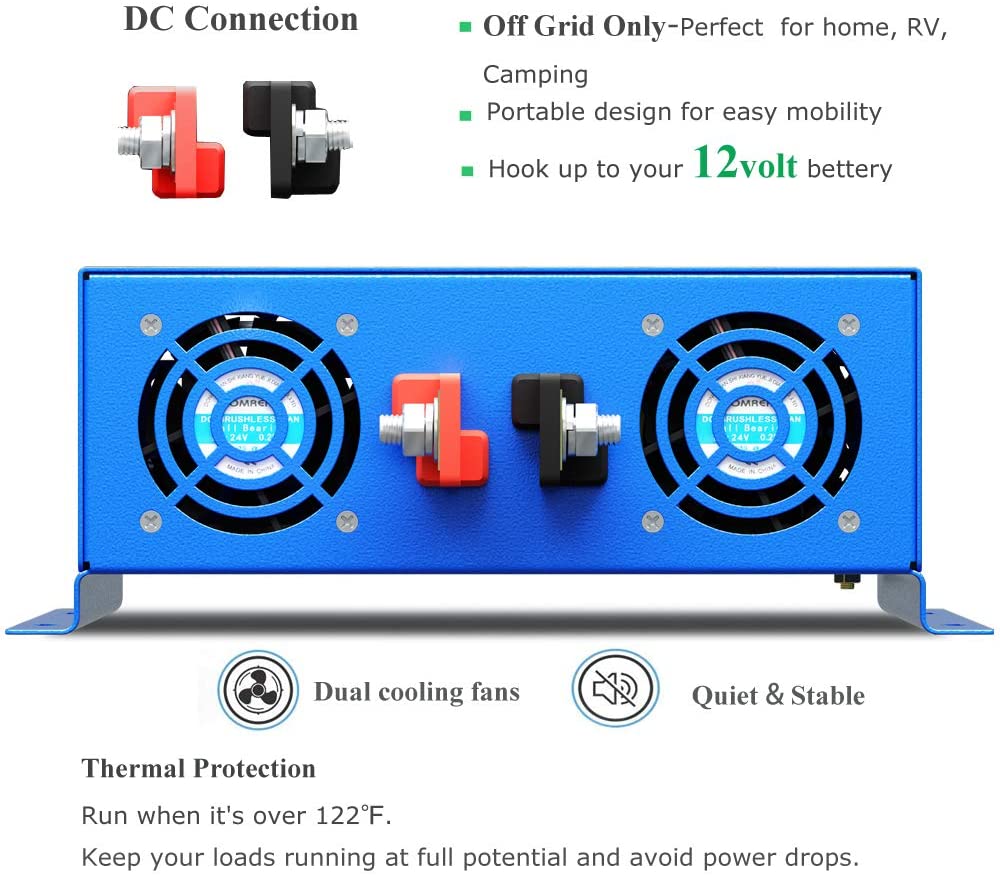 نقية شرط لموجة عاكس الطاقة 300 - مراجعة Inverter Pure Sine Wave 60Hz 120V 3000W وسعره