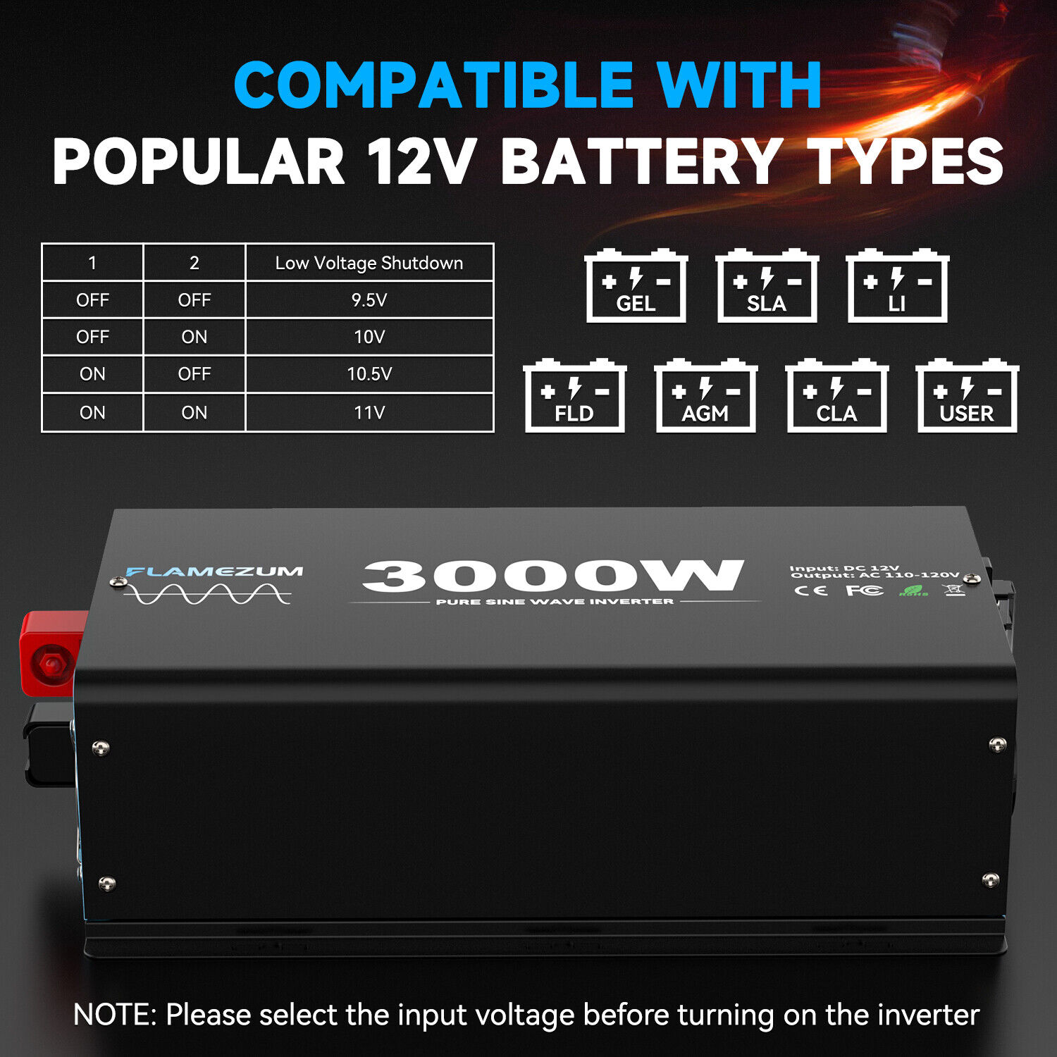 محول طاقة بموجة جيبية نقية بقد - مراجعة Inverter Pure Sine Wave 60Hz 120V 3000W وسعره