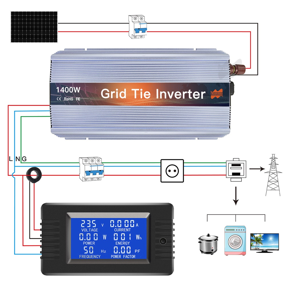 18 فولت 24 فولت 36 فولت 1400 و - مراجعة Micro Inverter 1400W Solar Grid Tie وسعره